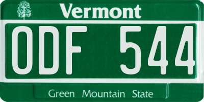 VT license plate ODF544