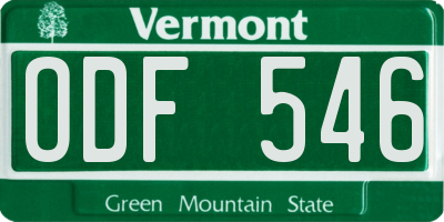 VT license plate ODF546
