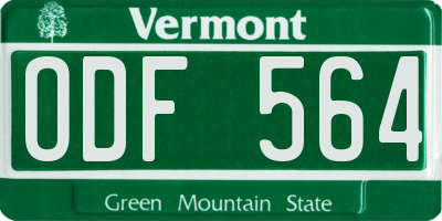 VT license plate ODF564