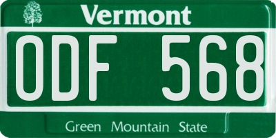 VT license plate ODF568
