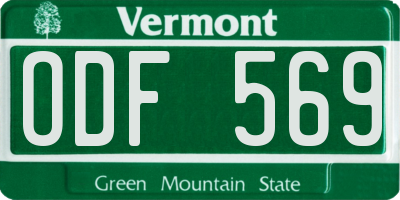 VT license plate ODF569