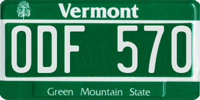 VT license plate ODF570
