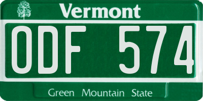 VT license plate ODF574