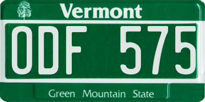 VT license plate ODF575