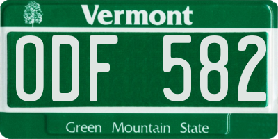 VT license plate ODF582