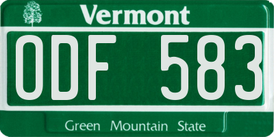 VT license plate ODF583