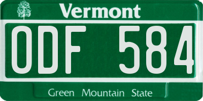 VT license plate ODF584