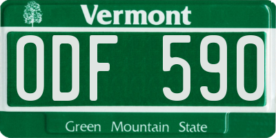 VT license plate ODF590