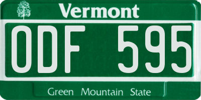 VT license plate ODF595