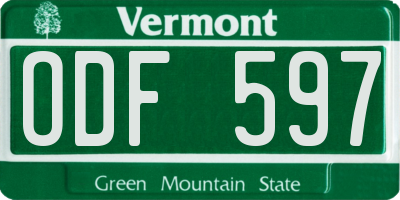 VT license plate ODF597