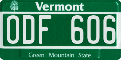 VT license plate ODF606