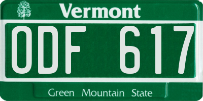 VT license plate ODF617