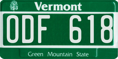 VT license plate ODF618