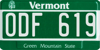 VT license plate ODF619