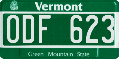 VT license plate ODF623