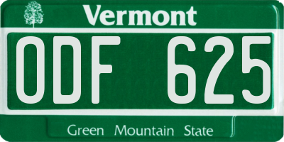 VT license plate ODF625