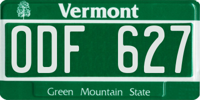 VT license plate ODF627