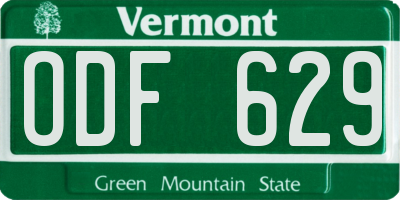 VT license plate ODF629