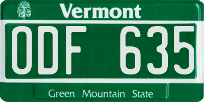 VT license plate ODF635