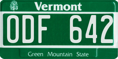 VT license plate ODF642