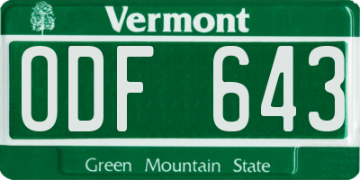 VT license plate ODF643