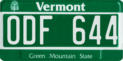 VT license plate ODF644