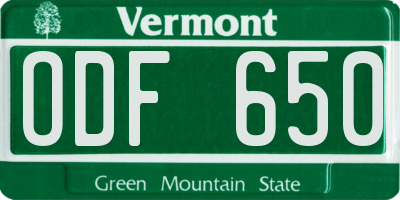 VT license plate ODF650