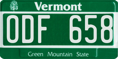 VT license plate ODF658