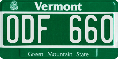 VT license plate ODF660
