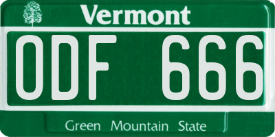 VT license plate ODF666