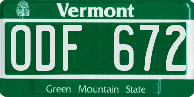VT license plate ODF672