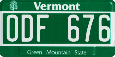 VT license plate ODF676