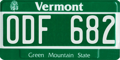 VT license plate ODF682
