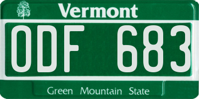 VT license plate ODF683