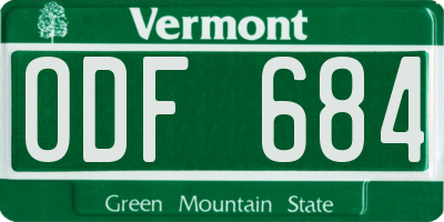VT license plate ODF684