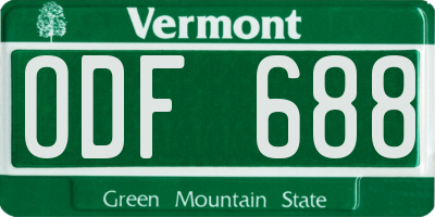 VT license plate ODF688