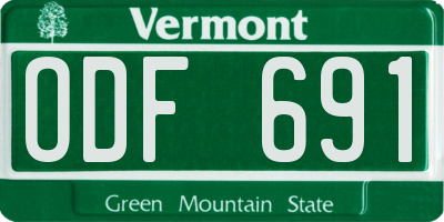 VT license plate ODF691