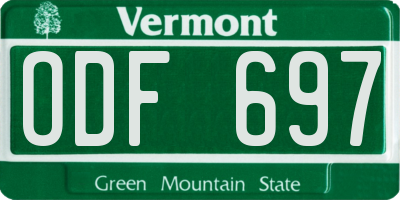 VT license plate ODF697