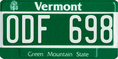 VT license plate ODF698