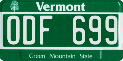 VT license plate ODF699