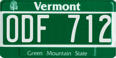 VT license plate ODF712