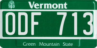 VT license plate ODF713