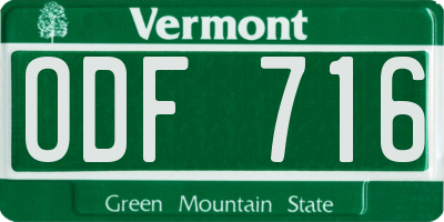 VT license plate ODF716