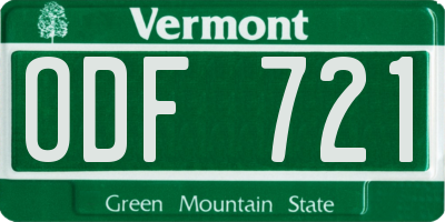 VT license plate ODF721