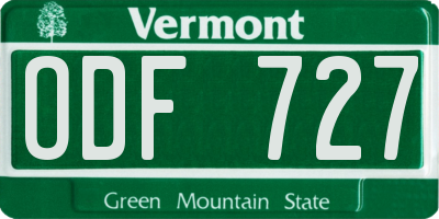 VT license plate ODF727