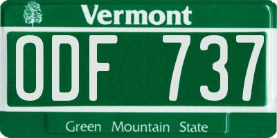 VT license plate ODF737