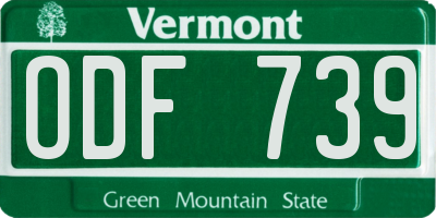 VT license plate ODF739