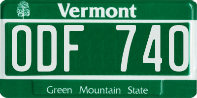 VT license plate ODF740