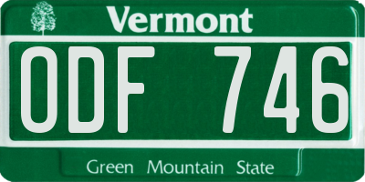 VT license plate ODF746