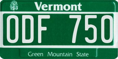 VT license plate ODF750